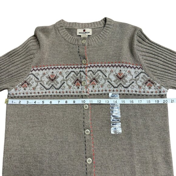 WOOLRICH CARDIGAN SWEATER KNIT BUTTON RIBBED WOMENS M NEUTRAL COTTAGECORE NEW - Picture 7 of 8